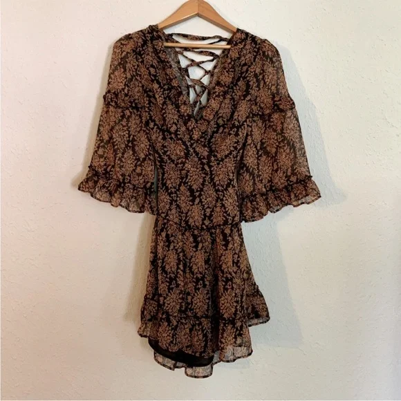 Selfie Leslie Black and Brown Mini Dress - Picture 2 of 2